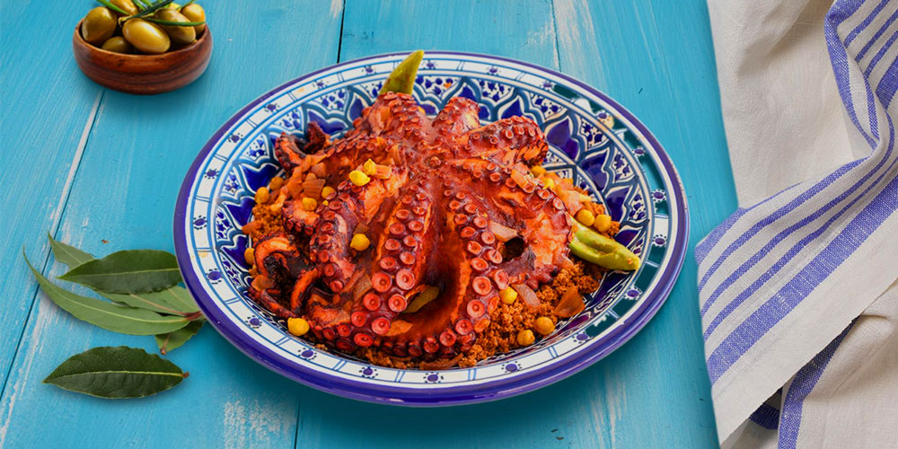 Octopus couscous, a traditional specialty of the Kerkennah Islands